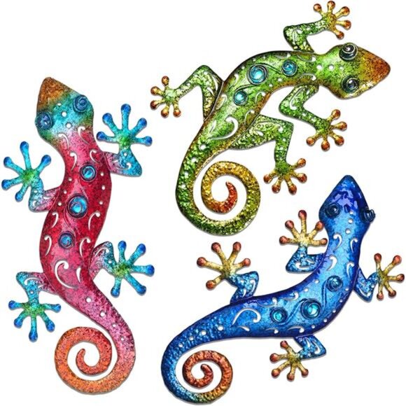 Metal Lizards Outdoor Decor Metal Gecko Wall Decoration Geico Lizard 13.5 * 8.5 - Picture 1 of 7